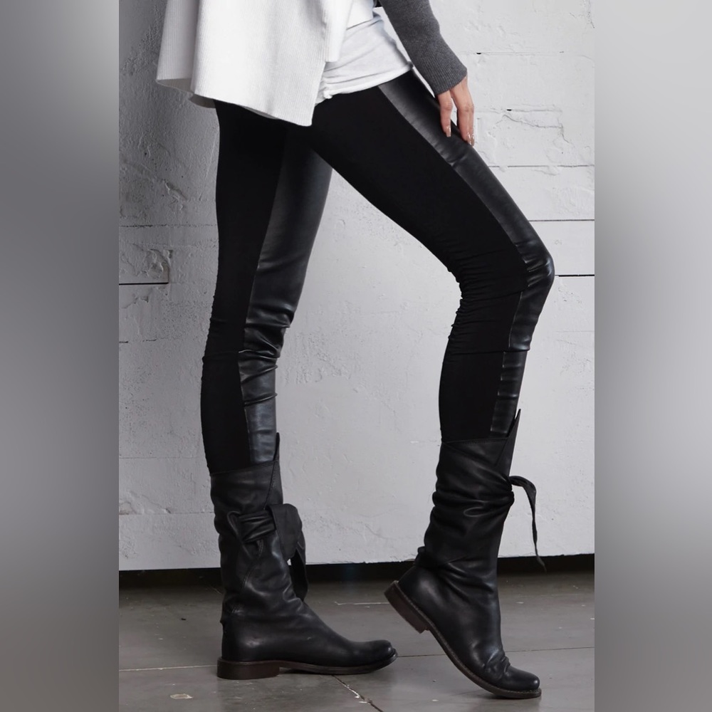 NEW Vegan Black Leather Leggings tags on